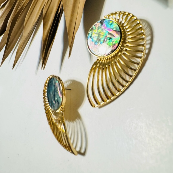 Geo dangle stud earrings S712 - Picture 4 of 5